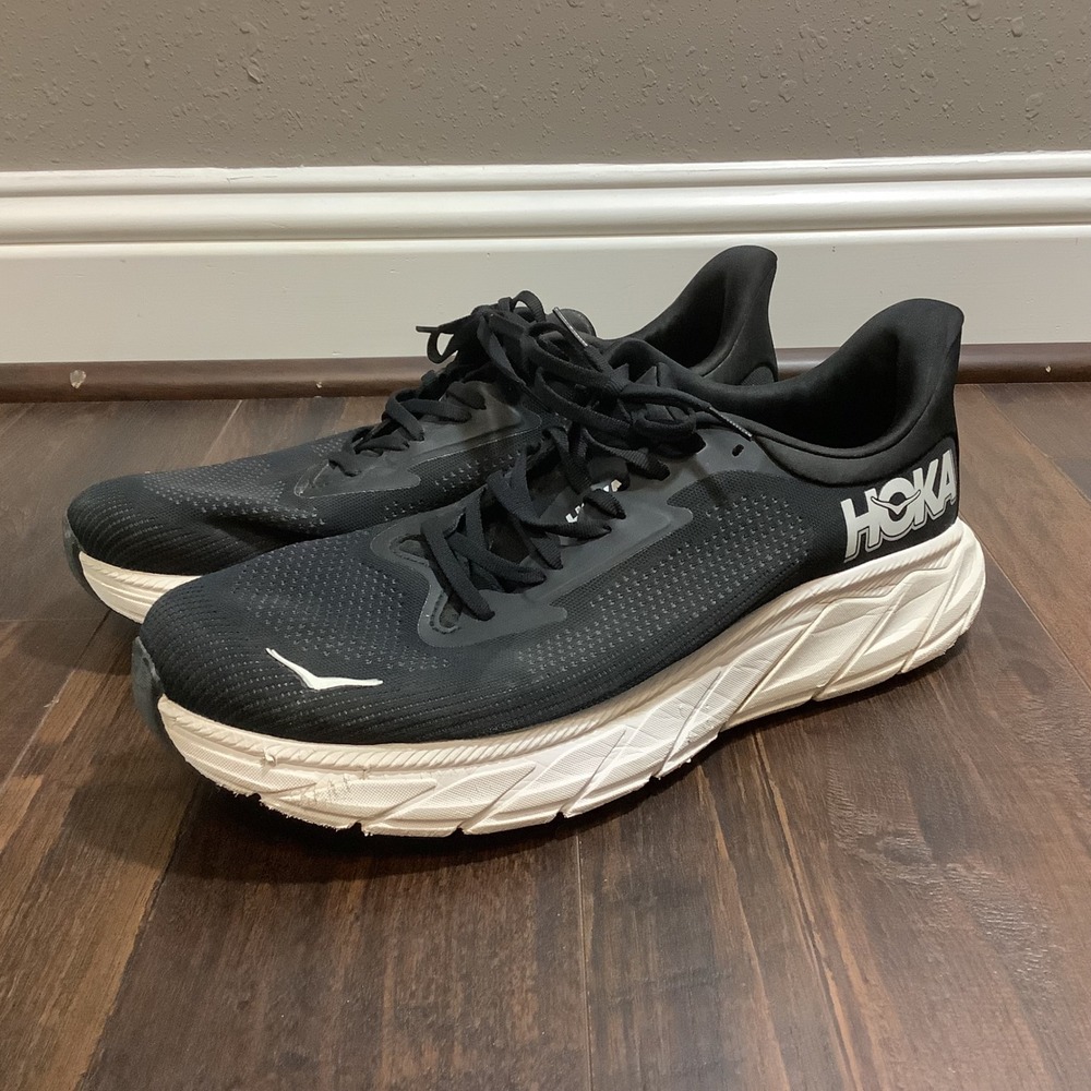 Hoka Arahi 7 Mens 13 2E Wide Black White Running Shoes 1147870 BWHT